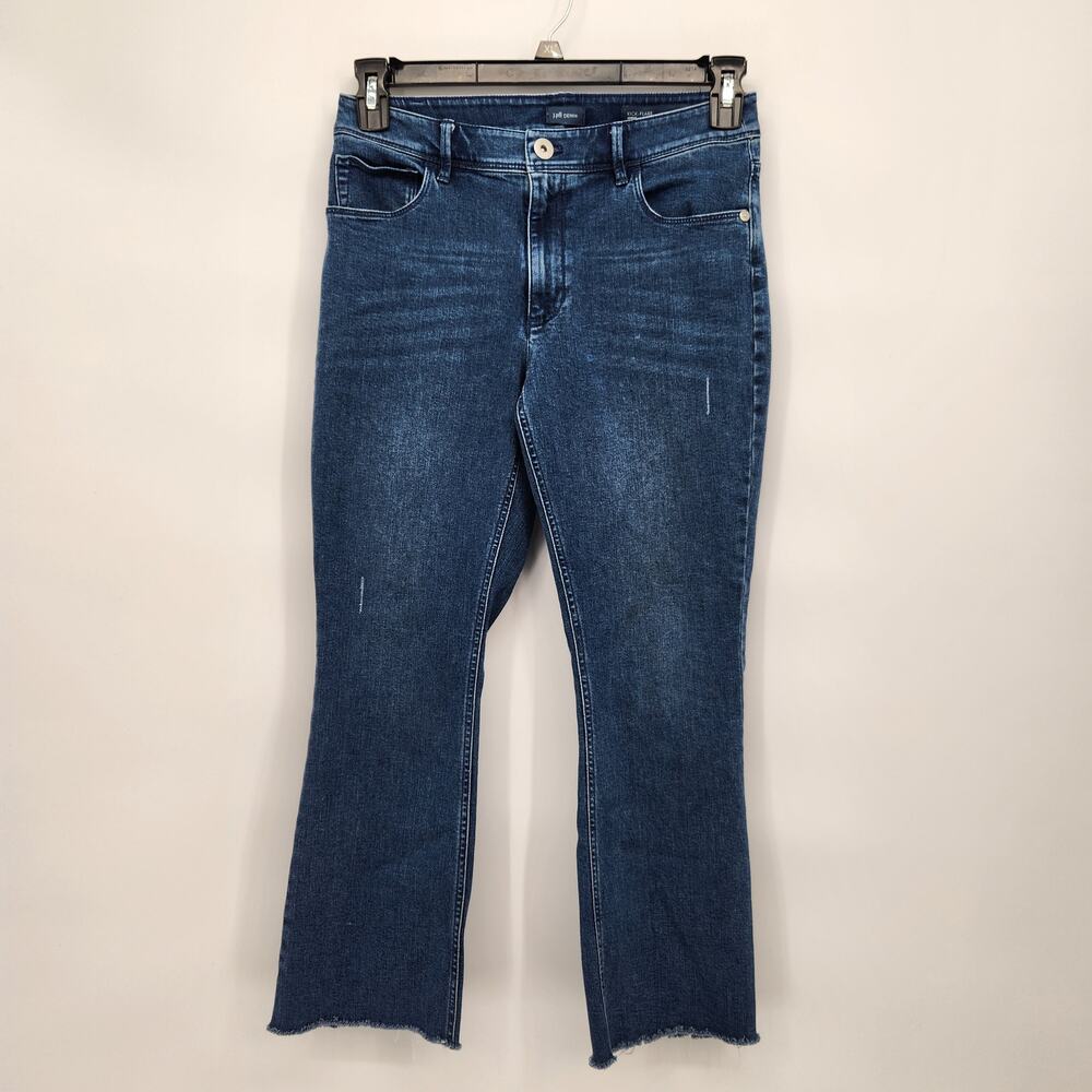 J. Jill‎ Denim Blue Kick Flare Ankle Lightly Distressed Raw hem Jeans Women's 4